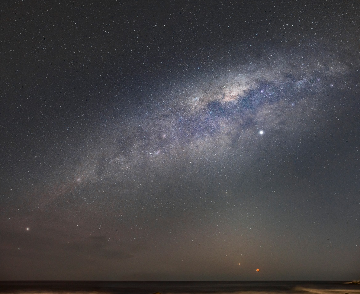 Four Planets and the Moon