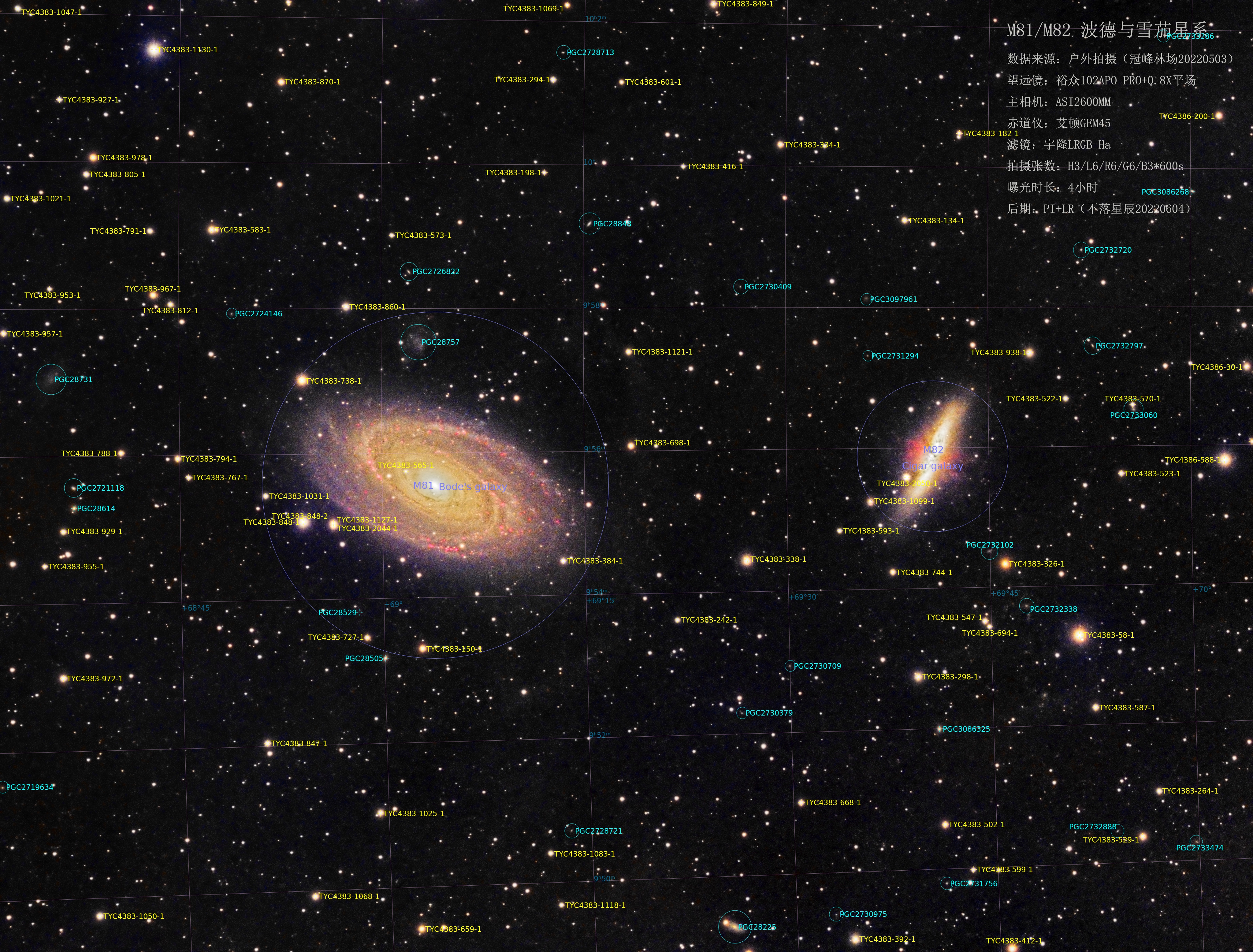 M81/M82波德与雪茄星系drizzle