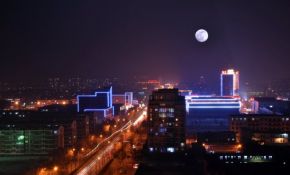 第一次拍多次曝光的星空，邢台市桥西区钢铁路的月夜
