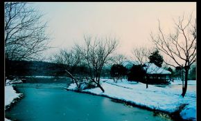 西湖边.古道.日落.雪.摄影