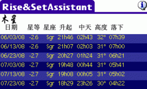 6,7,8三月木星的升起落下时间表