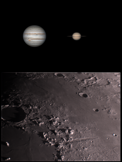 全自制望远镜的月面土木工程（同一晚拍月面、土星、木星)