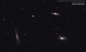冬夜深空：M45，IC405，狮子座三重，M8182，M3和Q2彗星