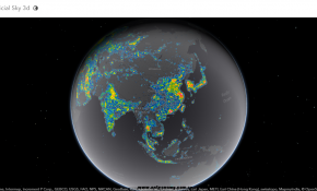 类似Google Earth效果的光污染地图，可用作远程台选址依据
